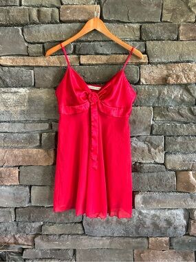 Victoria's Secret Vintage 90s Red Babydoll Top Barbiecore Sheer Slip Cami Size S